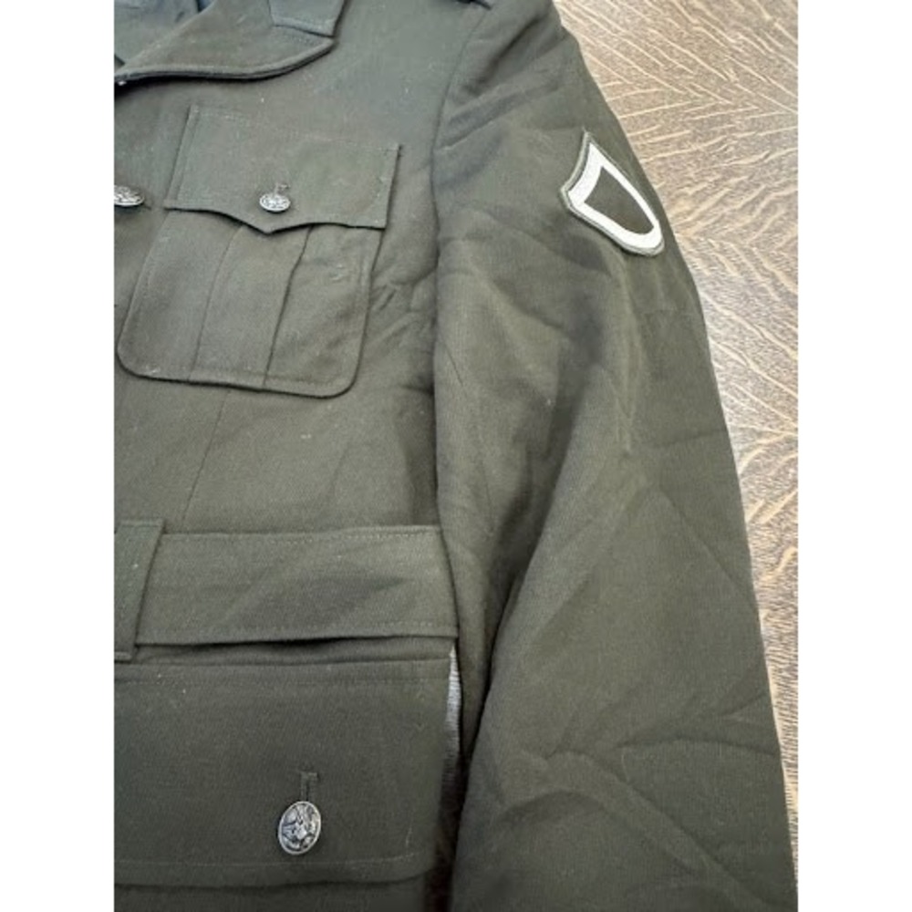 Vtg US Army Officer Style Ike / Service Jacket Heritage Green Size 37S-C Belted - Picture 7 of 9